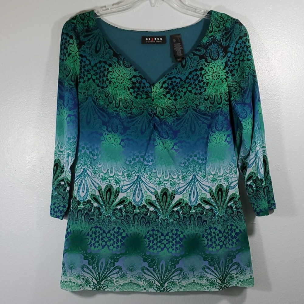 Axcess Liz Claiborne V Neck Top Size Large
